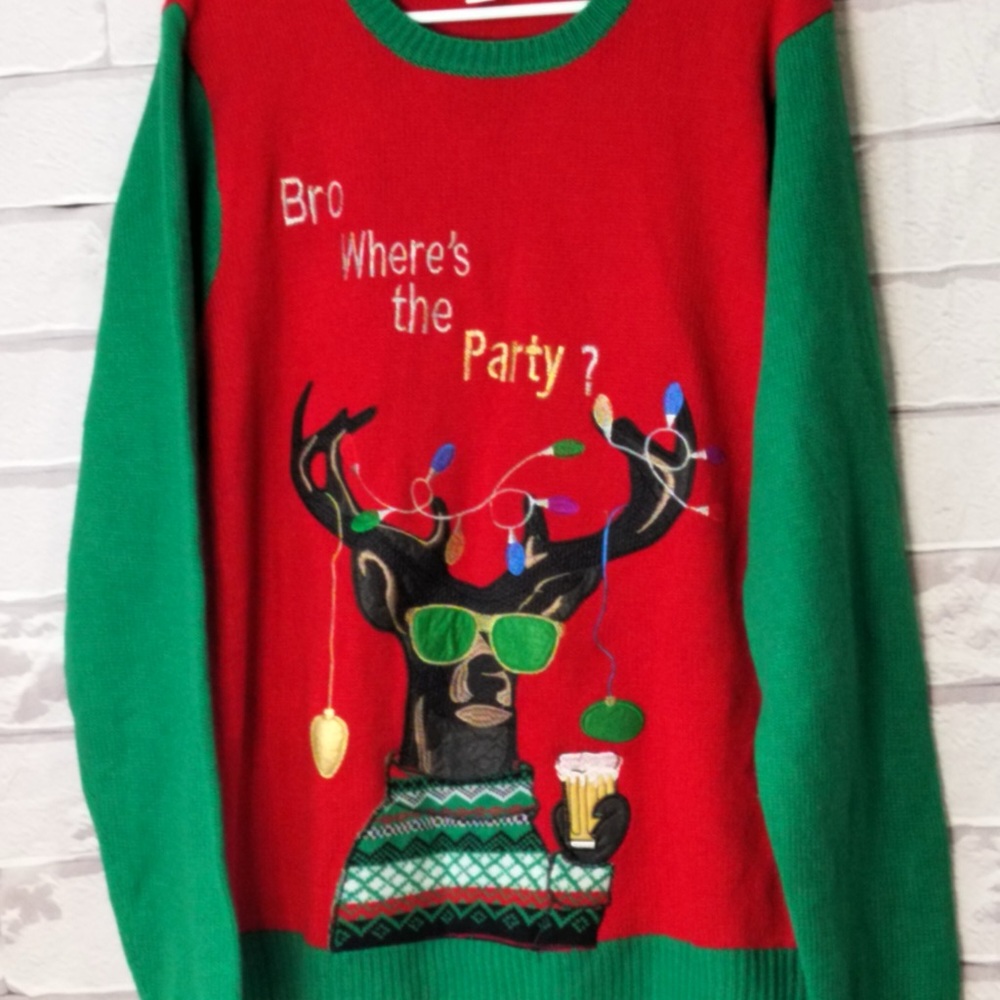 Red and Green Crewneck Christmas Sweater